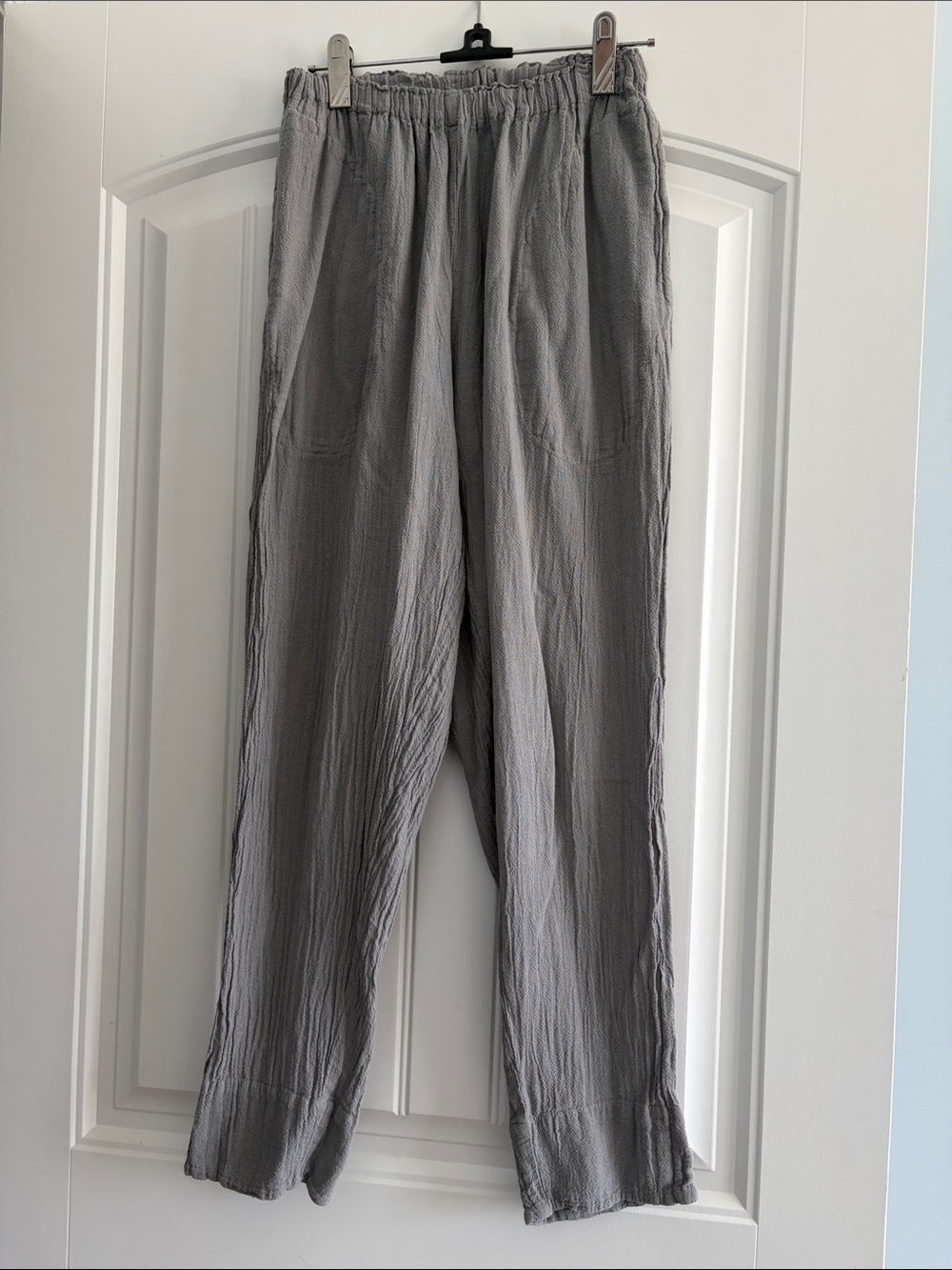 Oh my Gauze Elastic-Waist Pants - Gray